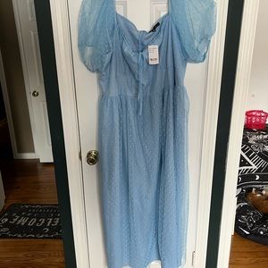 Blue puff sleeve dress
